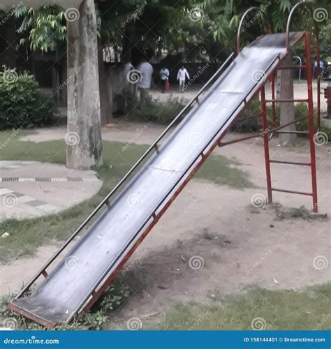 Image Of Slides In A Park Stock Image Image Of Playground 158144401