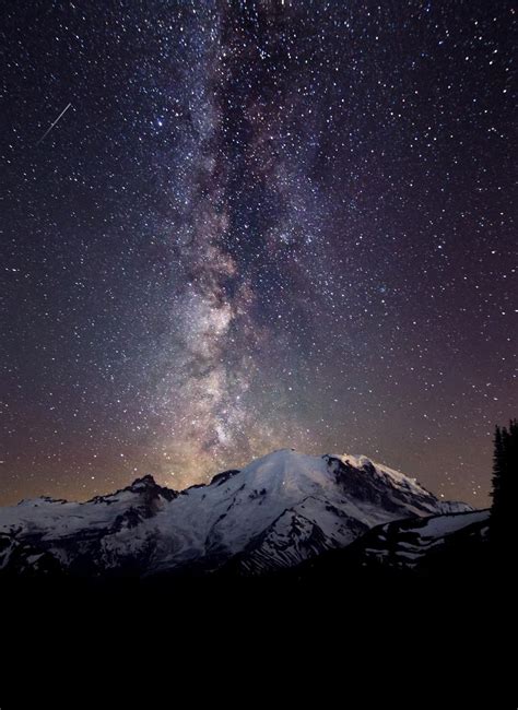 The Milky Way Over The Sunrise Visitors Center Mt Rainier Fotografi
