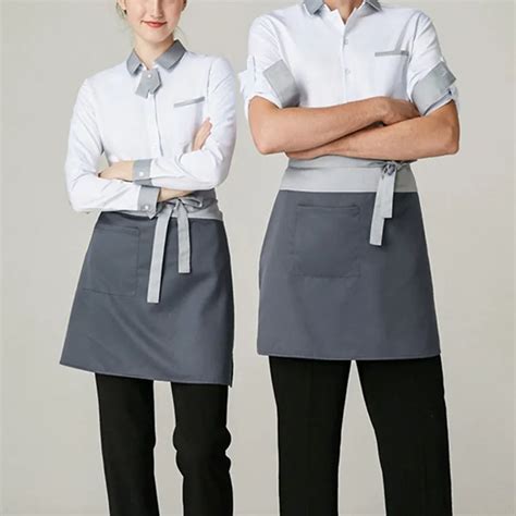 Poly Cotton Waist Apron And Catering Shirt Barista Bartender Waiter