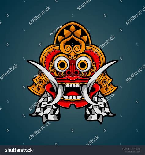 Hand Drawn Balinese Barong Mask Vector Stock Vector Royalty Free