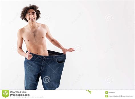 Cheerful Slim Man Is Satisfied With His Body Stock Image Image Of