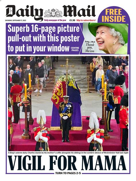 Daily Mail Front Page 17th Of September 2022 Tomorrow S Papers Today