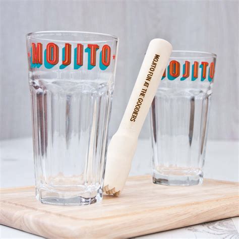 Personalised Mojito Glass Set And Muddler The Laser Boutique