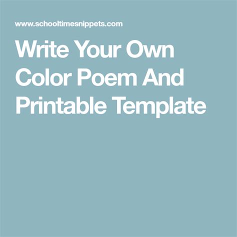 Free Color Poem Template For Kids Color Poem Poem Template Poems