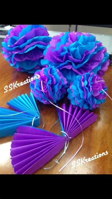 From sailboat cupcake holders to adorably printed paper lanterns, you'll find everything you need to thrown an affordable and adorable. Turquoise and purple shower Pom poms in 2019 | Baby shower ...