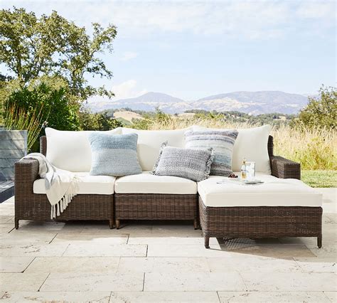 Build Your Own Torrey Wicker Square Arm Loveseat Chaise Outdoor