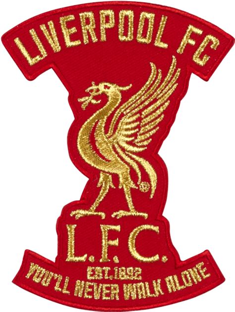 Lfc Liverbird Metallic Gold Thread Patch Liverpool Fc Logos Bird