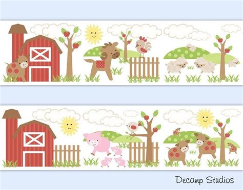 Farm Animals Nursery Baby Boy Wallpaper Border Wall Art Decals Kids