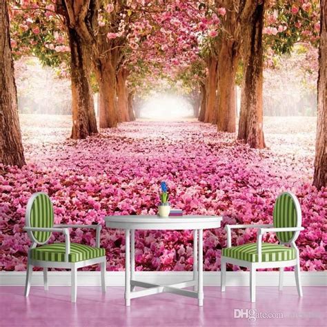Nature, garden, tree, plant, maple, summer, leaf, season, flower. 3D wallpaper Pink flower Trees Wall Mural Custom Natural ...