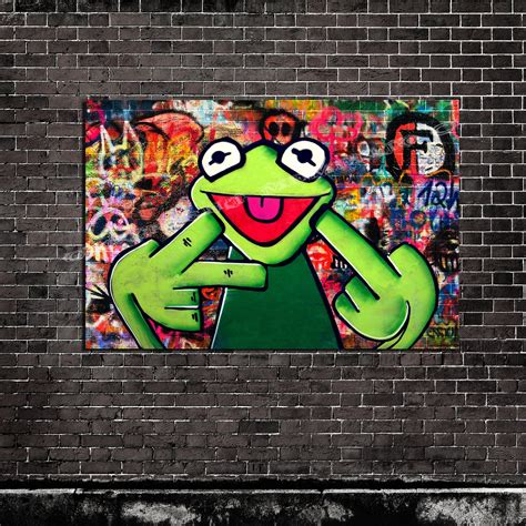 Gangsta Kermit Graffiti Street Art Mad Muppet Grafitti 36x24 Etsy España
