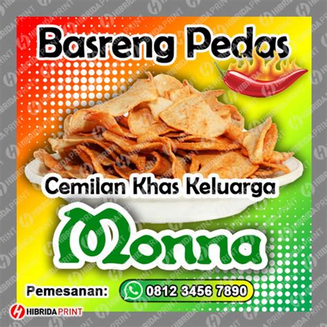 Stiker Label Kemasan Snack Basreng Pedas