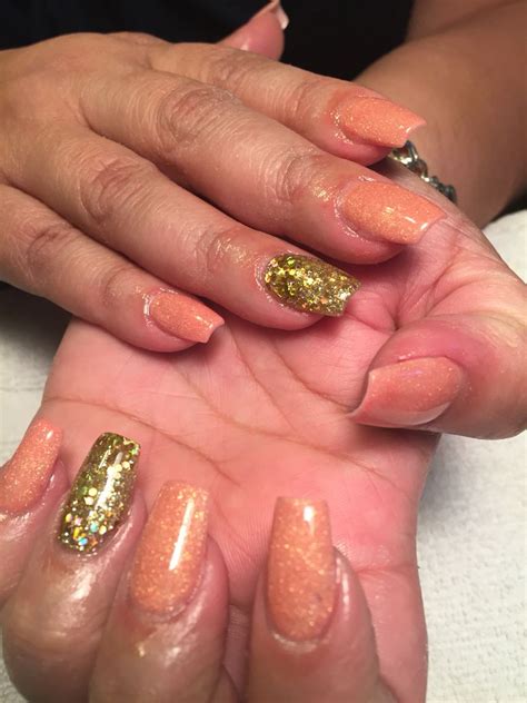 Colored Acrylic And Gold Glitter Gold Glitter Nails Glitter