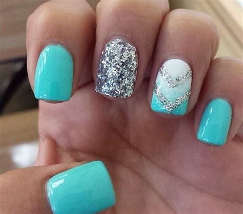 What do you need to make teal nail polish? Aqua and silver nail design with ombré nail | Aqua nails ...