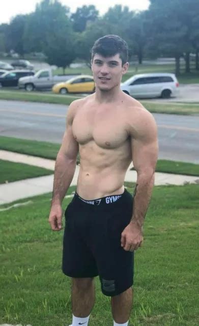 Shirtless Male Muscular Gym Jock Athletic College Frat Jock Man Photo