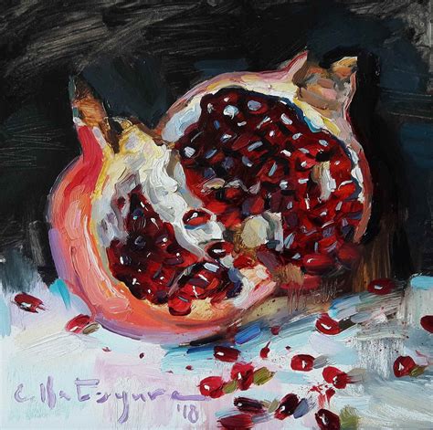 Pomegranate Seeds By Elena Katsyura Oil In X In Pomegranate Art