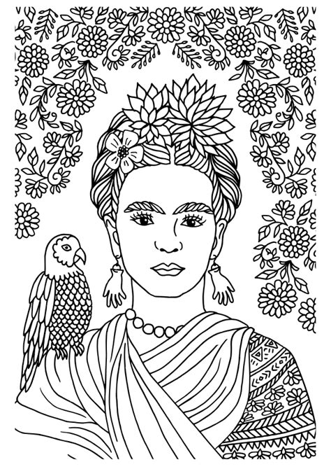 Dibujo Para Colorear De La Artista Mexicana Frida Kahlo