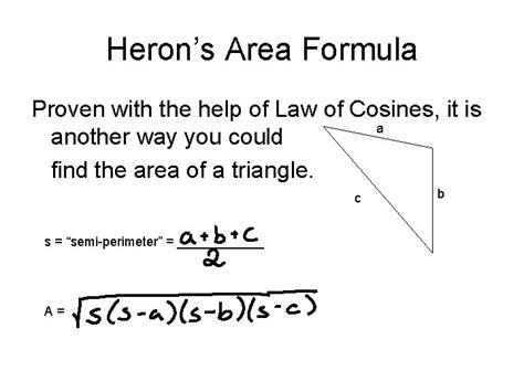 Law Of Cosines Herons Formula Objective Be Able