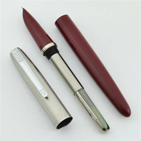 Parker Super 21 Fountain Pen Red Fine Excellent Works Well