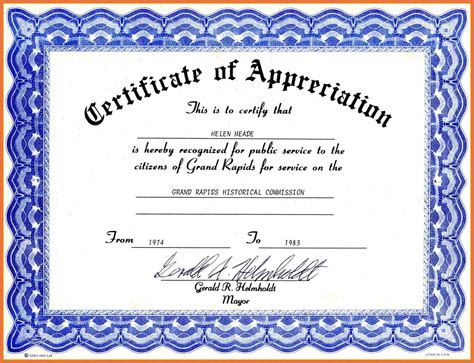 Free Certificate Of Appreciation Template Word