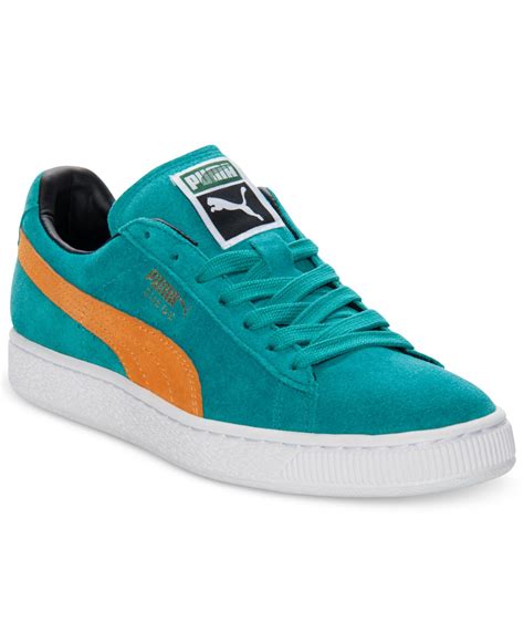 puma men s suede classic casual sneakers from finish line in blue for men lyst