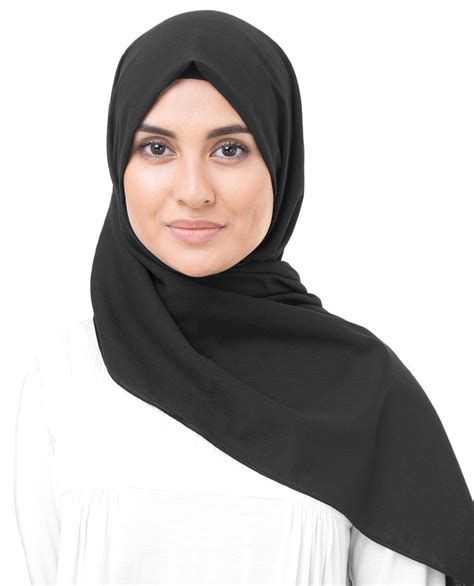 Jet Black Cotton Voile Hijab Scarf