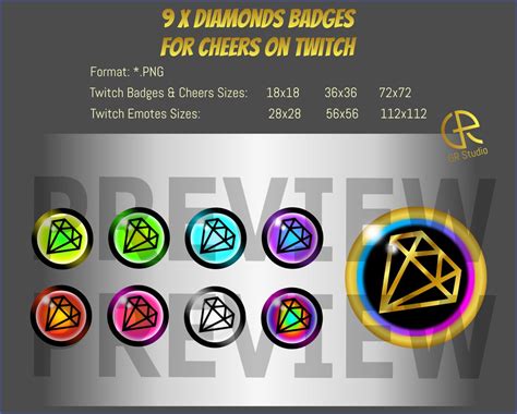 9 X Diamonds Badges For Cheers On Twitch Emotes Sizes Are Available Etsy