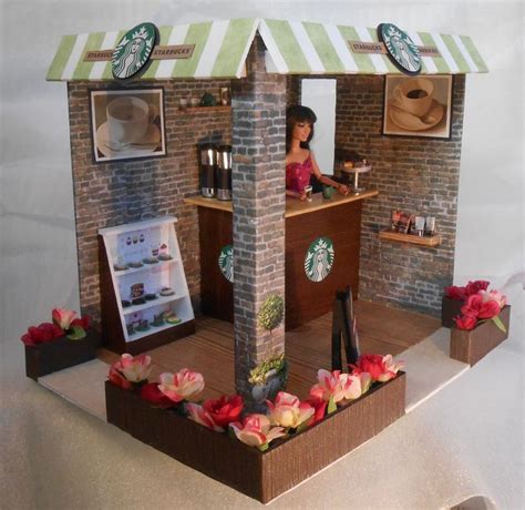 Barbie Doll Starbucks Coffee Shop Miniaturas Dioramas Casa De Muñecas