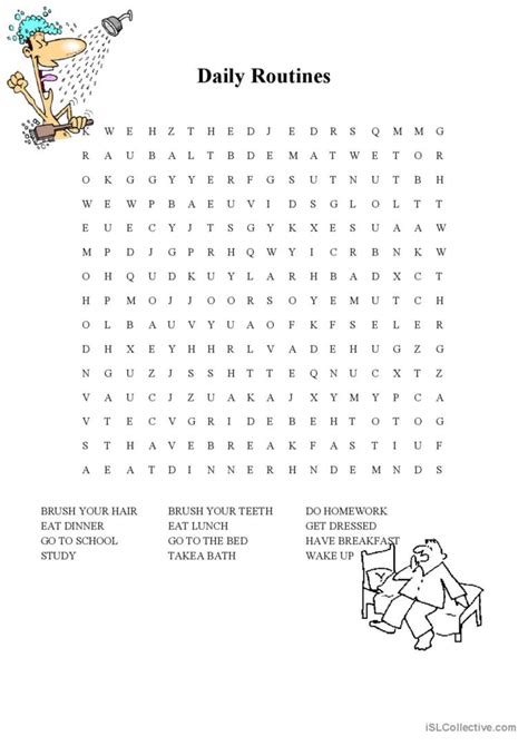 Daily Routines Word Search English ESL Worksheets Pdf Doc