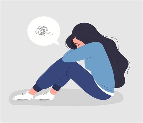 Depressed Woman Sitting With Her Head Down Vector Art At Vecteezy