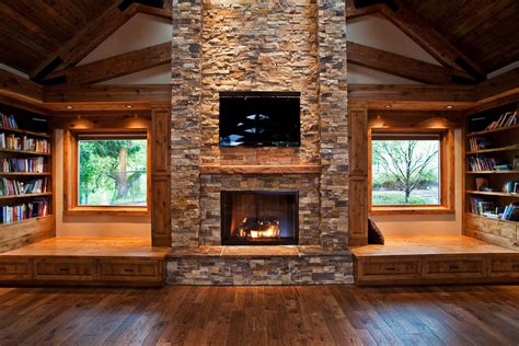 Log Cabin Interiors Modern Log Cabin Fireplace Residential