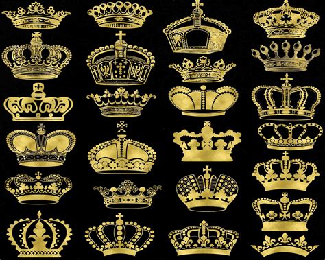 Golden Crown Crown Clip Art Crown Silhouette Digital Etsy