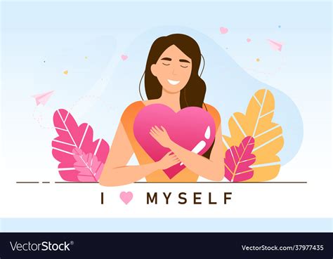Young Female Character Is Practicing Self Love Vector Image