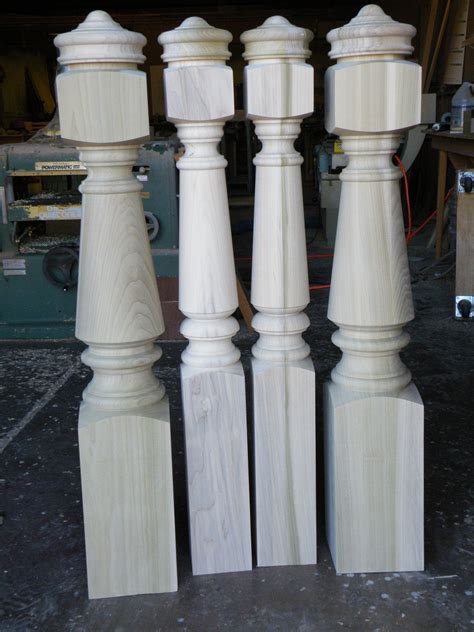 The pine will be painted and the newel caps will be stained. large wood newel posts - Google Search | Newel posts, Wood