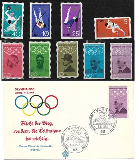 1968 Olympics Mexico Gymnastic High Jump Water Polo Running Baron De