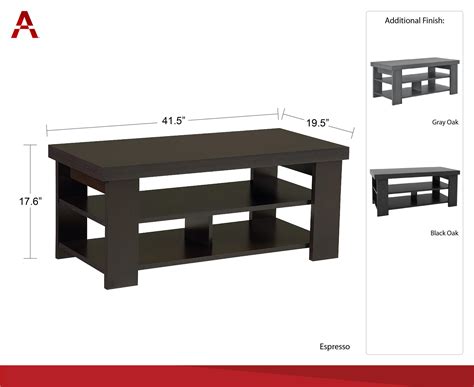 Two levels of lower shelves provide convenient space for placing tv remotes, coffee table books, magazines, photo albums or other decorative items. Larkin Coffee Table by Ameriwood, Multiple Finishes ...