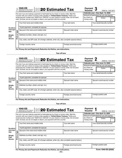 Irs Form 1040 Es Download Fillable Pdf Or Fill Online Estimated Tax For