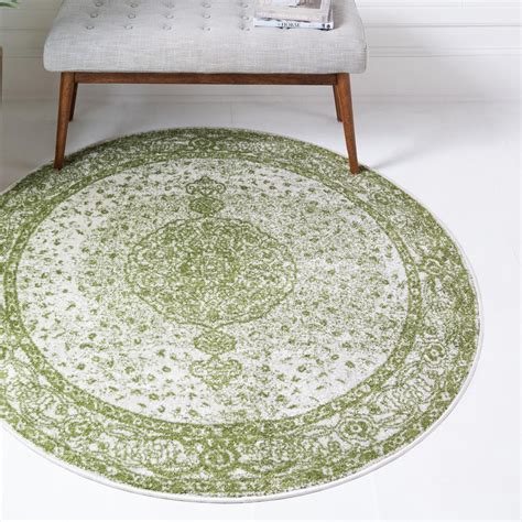 Dover Collection Rug 8 Ft Round Green Low Pile Rug Perfect