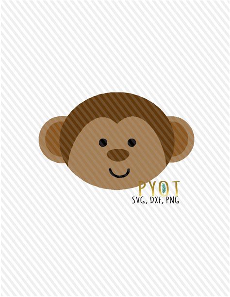 Cute Monkey Face Svg Dxf Png Etsy