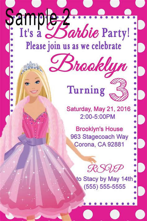 Barbie Birthday Invitation Click On The Image Twice To Place Orders Or Follow Me On Facebook
