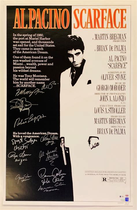 Scarface Cast Signed Movie Poster Signed By 11 With Pacino The