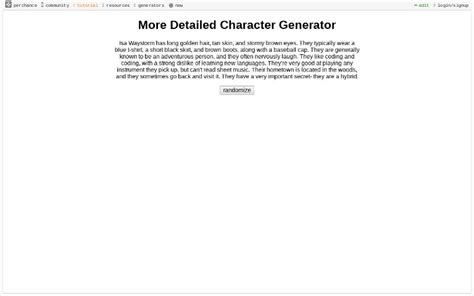 More Detailed Character Generator