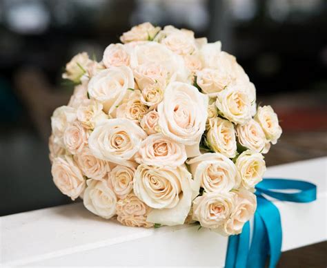 Wedding Bouquet With Ivory Beige Roses Stock Image Image Of