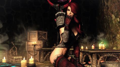 The Elder Scrolls Skyrim Unp Deserterx Clothing Red Hair Sexy Skimpy