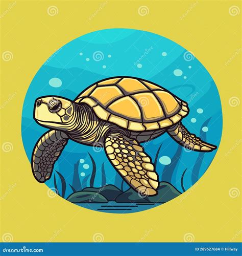 Sea Turtle Turquoise Oceanlife Cartoon Vector Art Stock Illustration