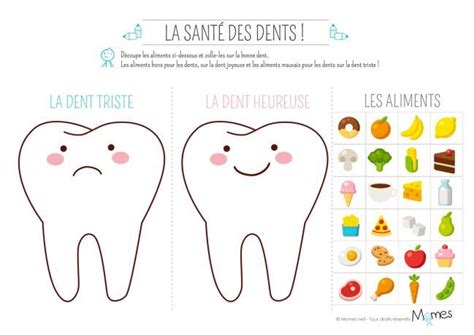 Exercice Les Aliments Et Les Dents Momes Net Dental Health Week