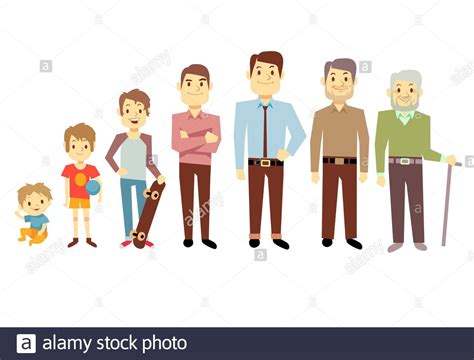 Men Generation At Different Ages From Infant Baby To Senior Old Man