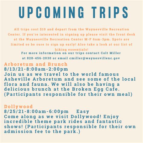 Trips And Activities The Town Of Waynesville Nc