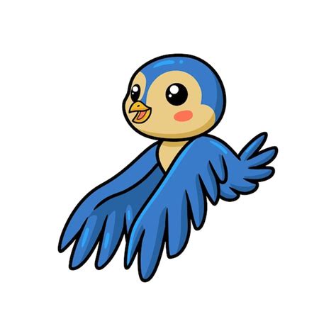 Premium Vector Cute Little Blue Bird Cartoon Flying