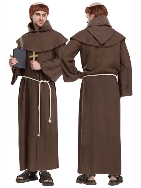 Medieval Monk Friar Tuck Badger Priest Religious Mens Costume With