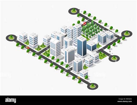Isometric 3d City Megapolis Structure Urban Landscape Top View With